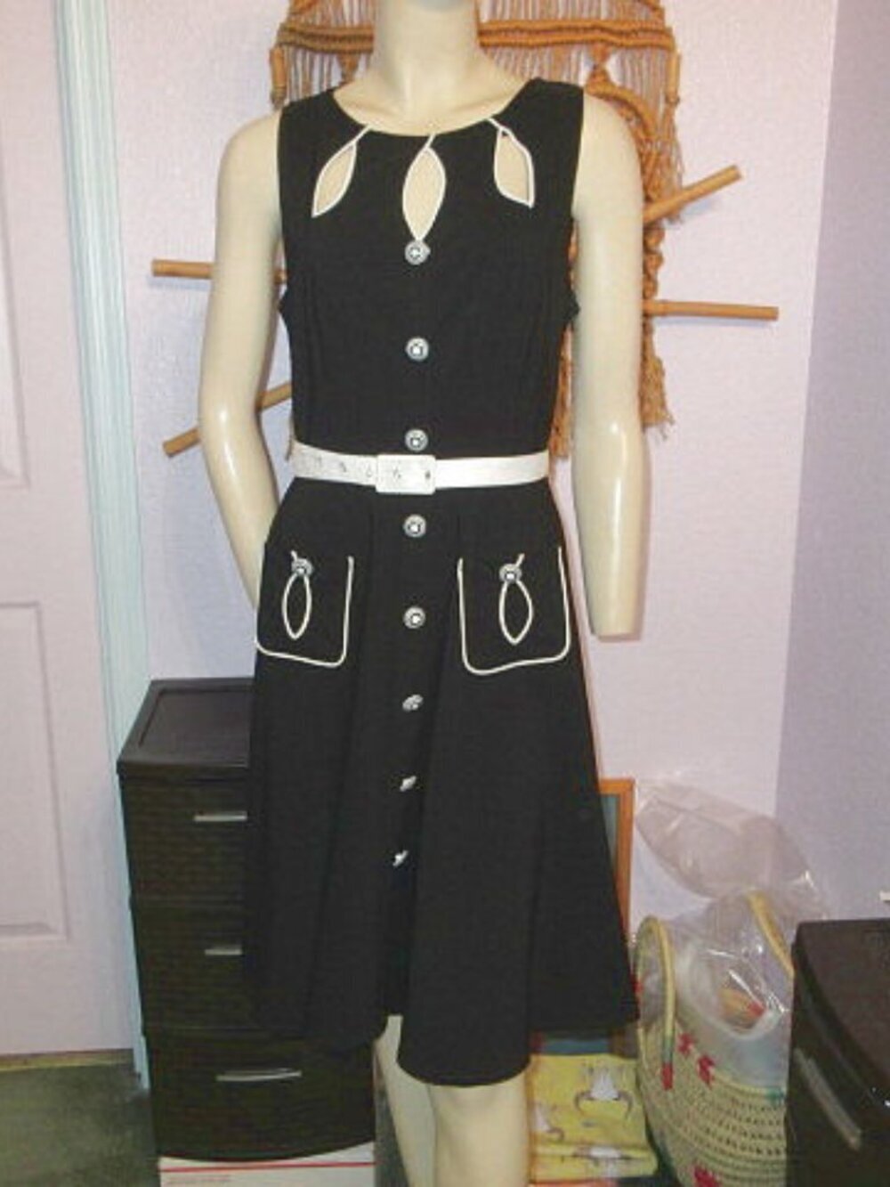 50s Style Voodoo Vixen Swing Dress Size L Pockets Retro Rockabilly Whimsigoth